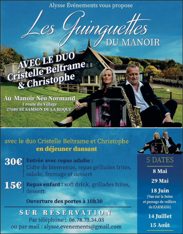 PROGRAMME DES THE DANSANT DU MANOIR EN 76